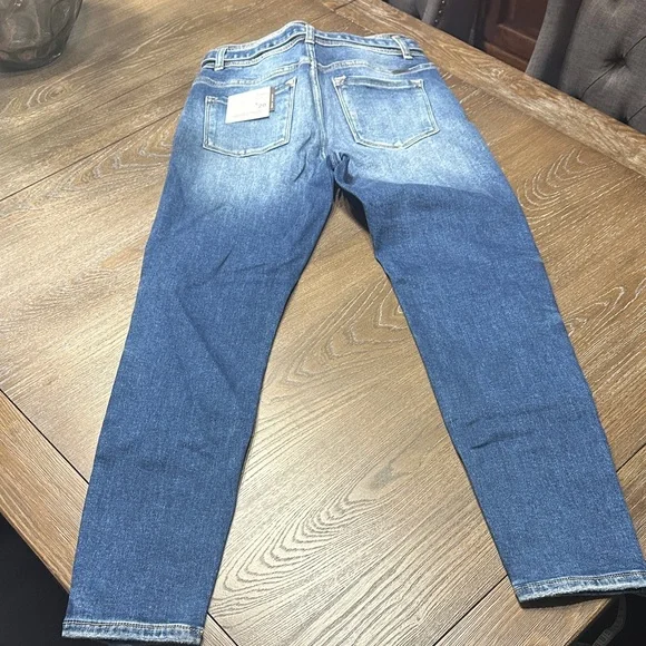 KanCan Dark Blue Distressed Skinny Jeans with Tie Belt - Picture 7 of 8